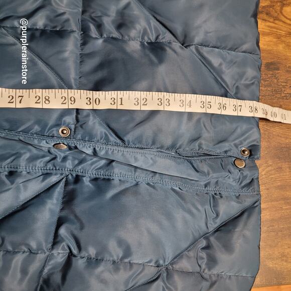 Jones New York Down Quilted Puffer Parka XL Faux Fur Blue Preppy Outdoor Winter - Picture 13 of 16